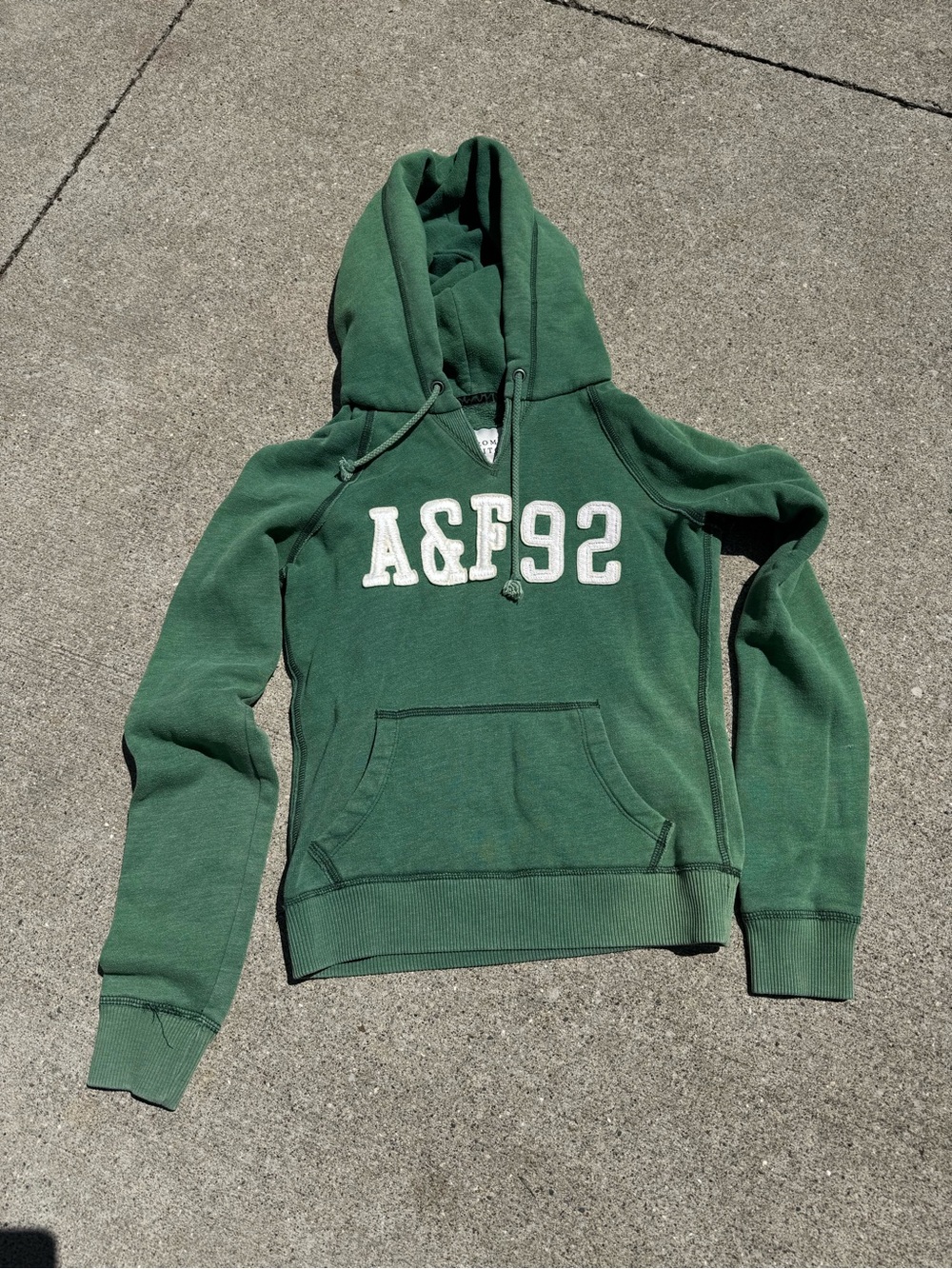 Abercrombie & Fitch Green Hooded Pullover with A&F92 Applique